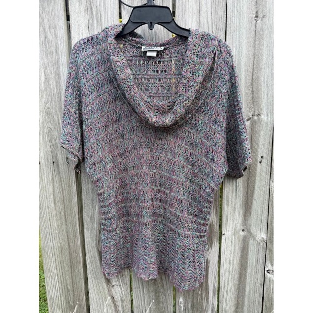 Boho Retro 212 New York Knit Sweater Medium Multicolor Cowl Neck Space Dye Top